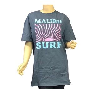 Ascot & Hart Gray Oversized Graphic Tee - "Malibu Surf". NWT!